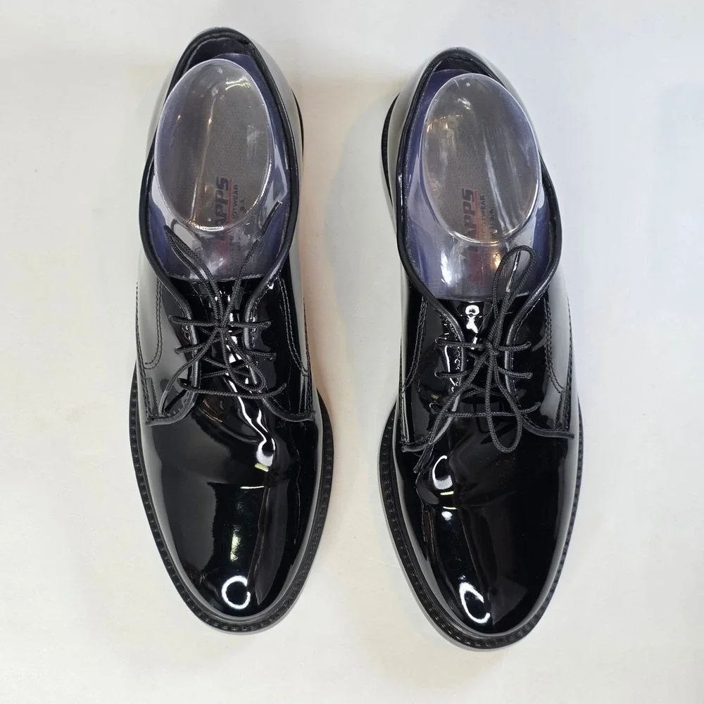 Capps Military Uniform Dress Shoes Men's 8.5 Black Oxfords Patent Leather Vibram